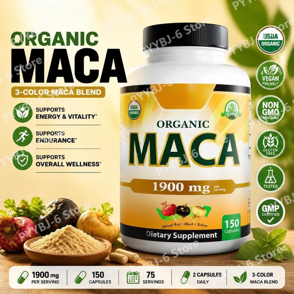 Herbal Queen - Organic Maca Root Capsules 1900mg 3-Color