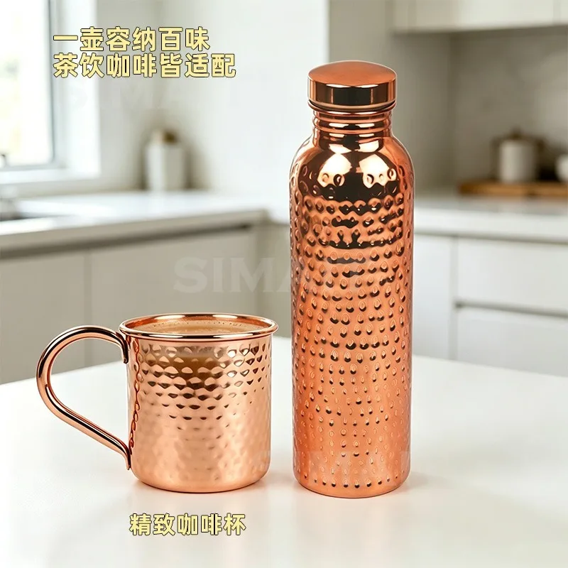 Ayurvedic & Herbal Wellness Kits - Copper‑Plated Ayurvedic Single‑Wall Sports Water Bottle